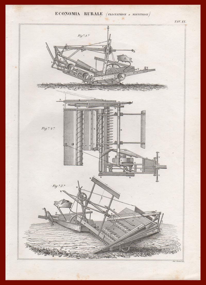 stampa antica falciatrice