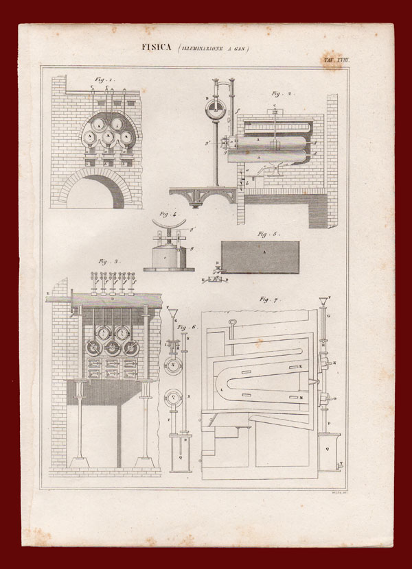 stampa antica illuminazione gas