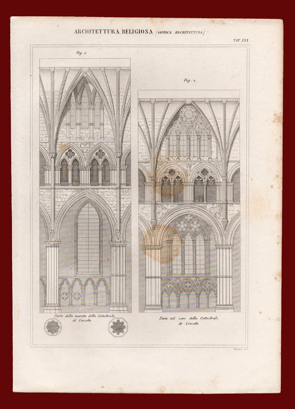 stampa antica architettura gotica