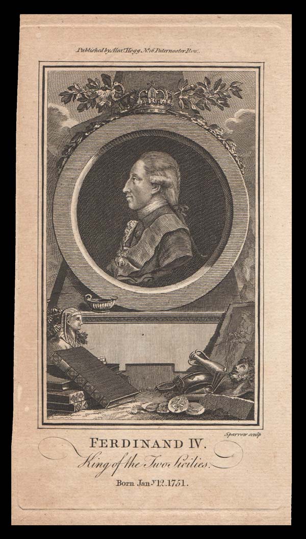stampa antica ritratto ferdinando iv