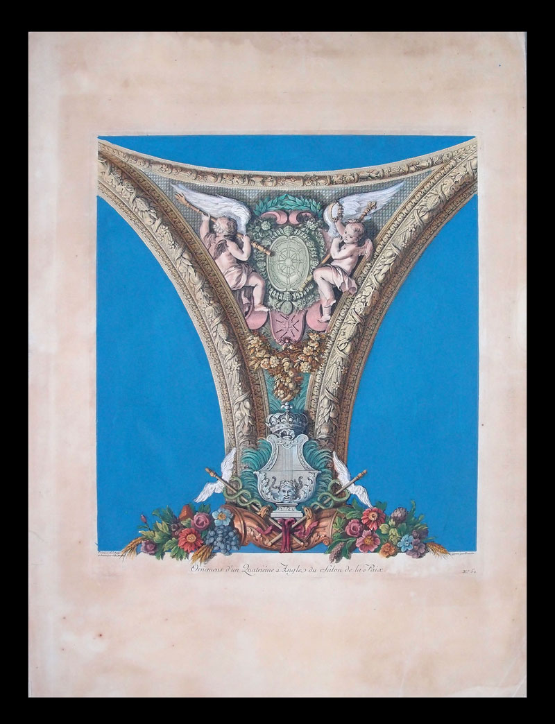 stampa antica fregio architettonico le brun