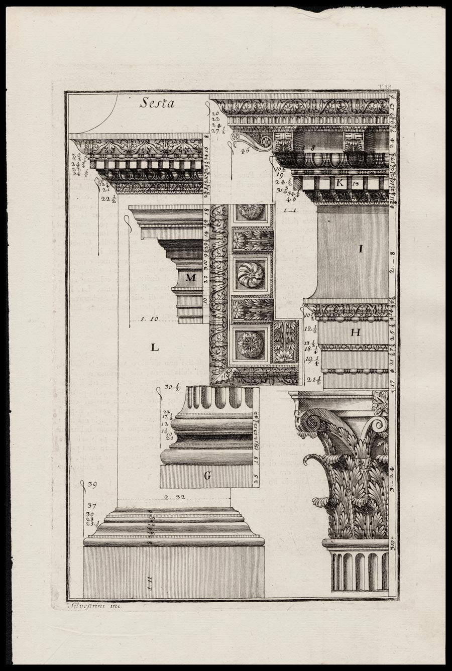 stampa antica ornamenti foro nerva
