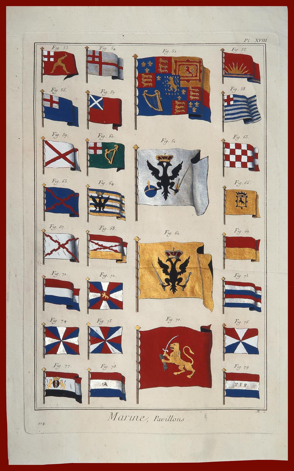 stampa antica bandiere inghilterra