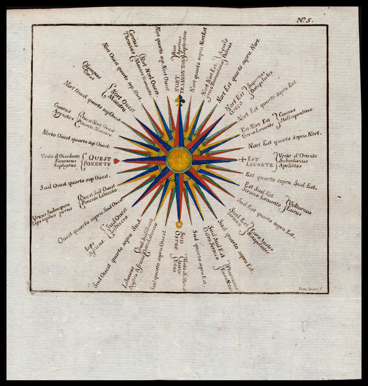 stampa antica rosa venti sesone