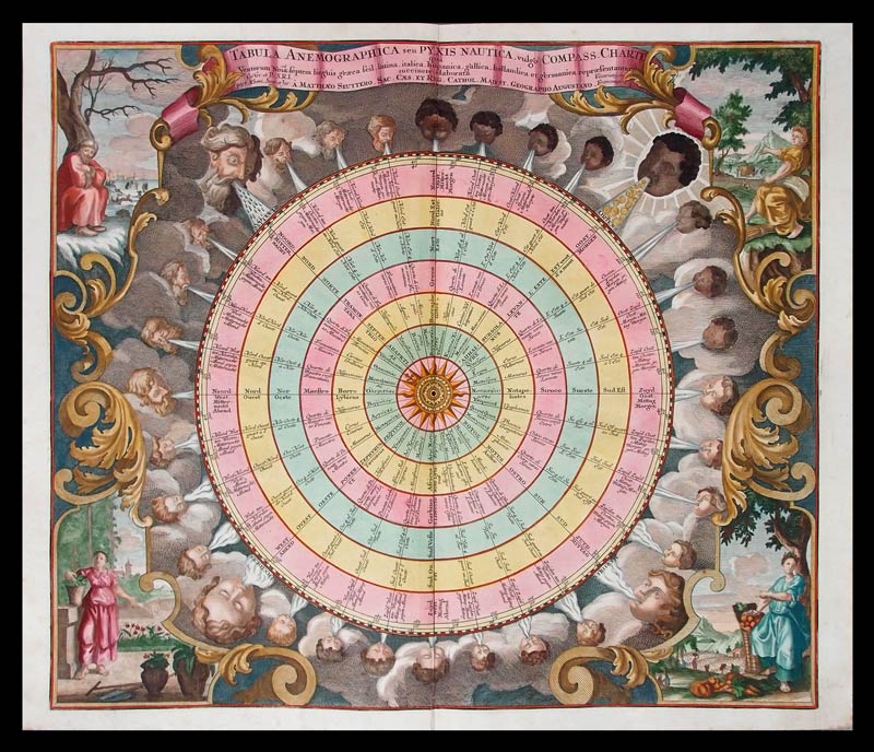 stampa antica rosa venti seutter