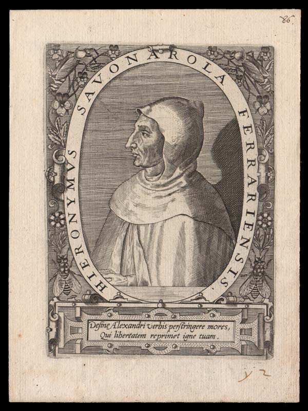 stampa antica ritratto savonarola
