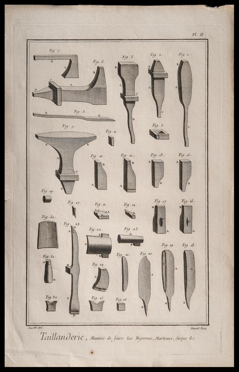 stampa antica strumenti ferro