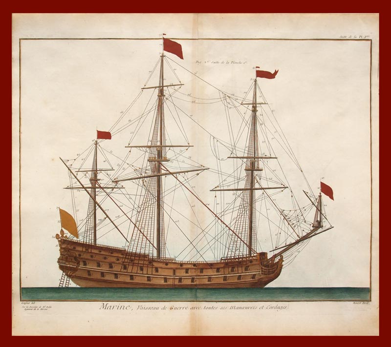 stampa antica vascello guerra