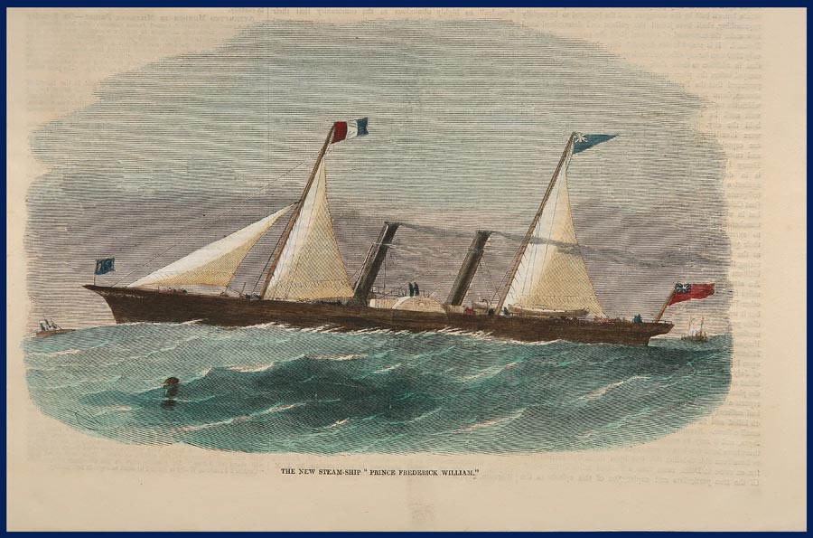 stampa antica nave vapore federico guglielmo