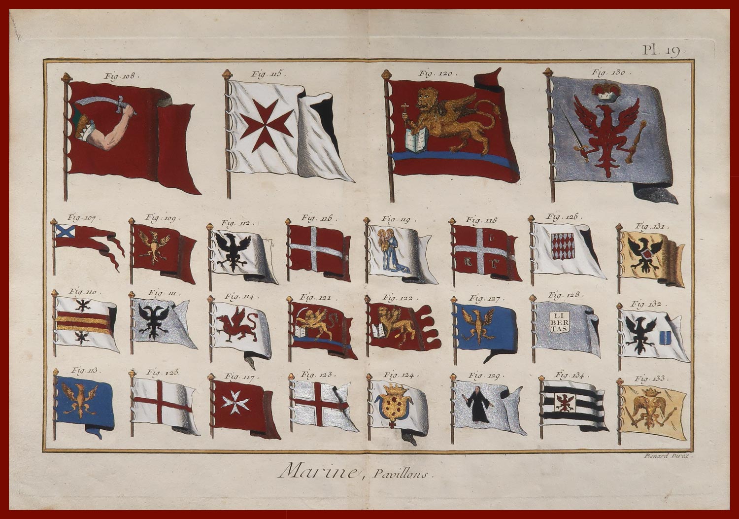 stampa antica vessilli marina