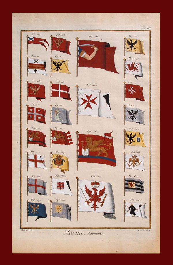 stampa antica bandiere malta