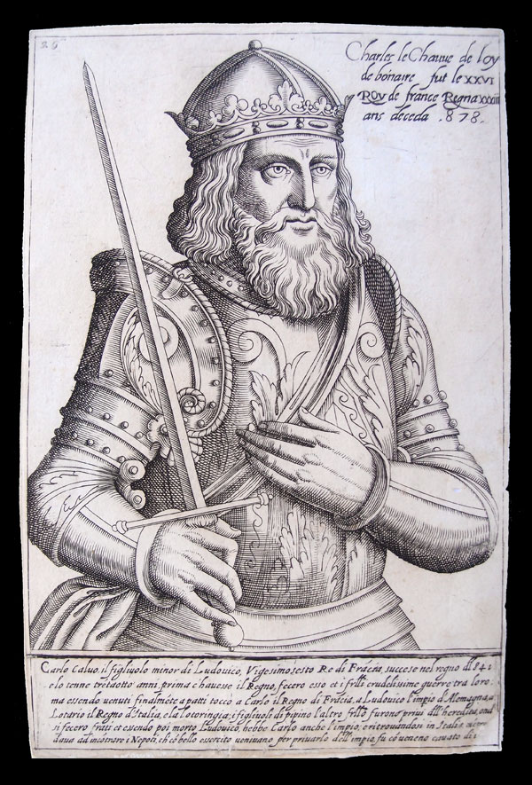 stampa antica re francia carlo calvo
