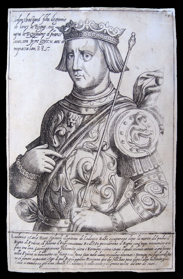 stampa antica re francia carlomanno ii