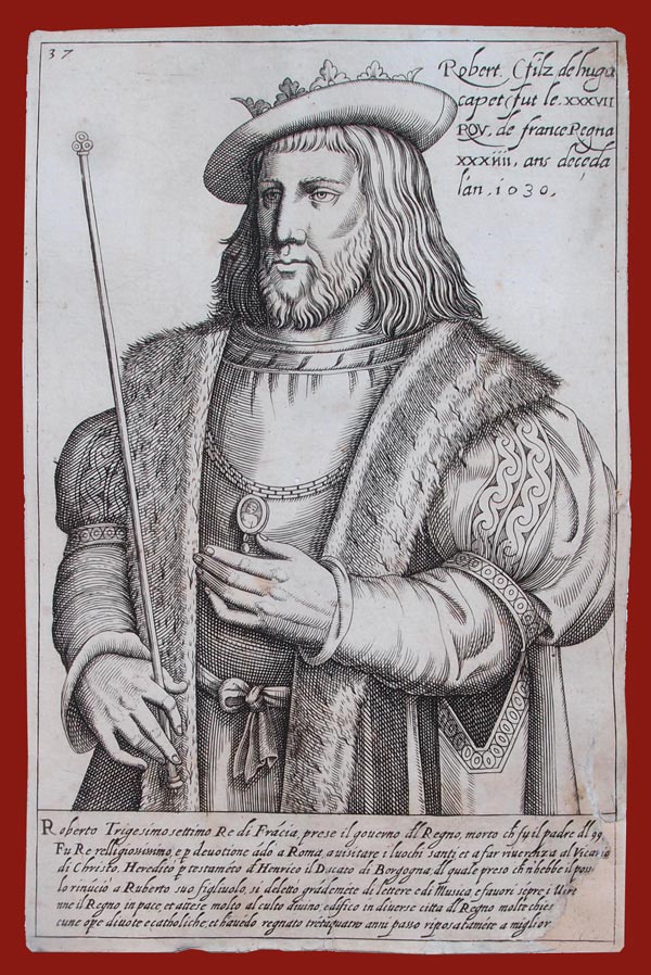 stampa antica re francia roberto pio