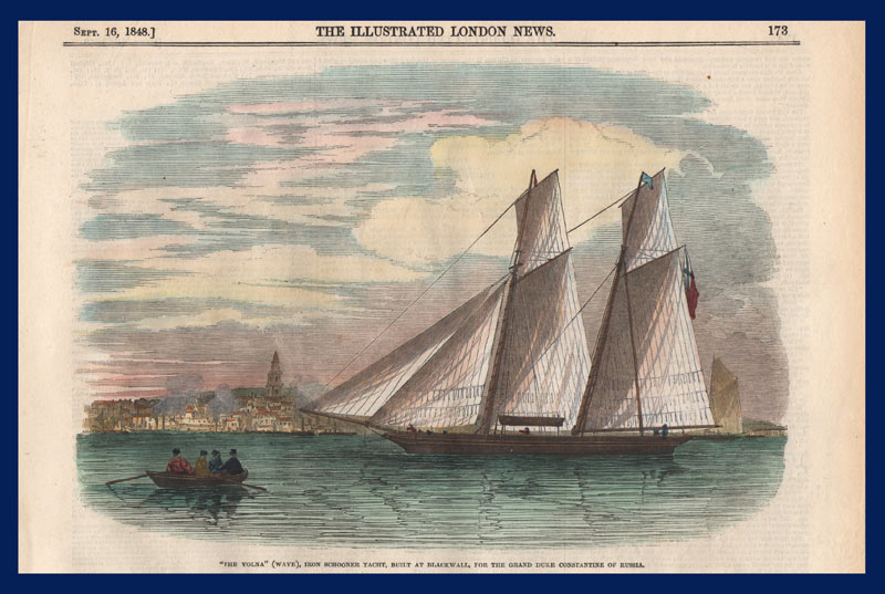 stampa antica yacht goletta