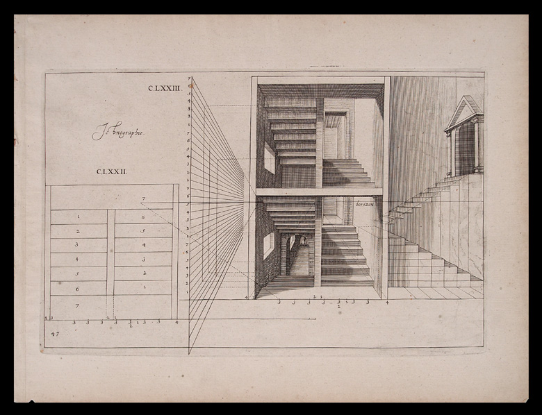 stampa antica architettura scale vries