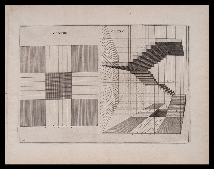 stampa antica architettura scale
