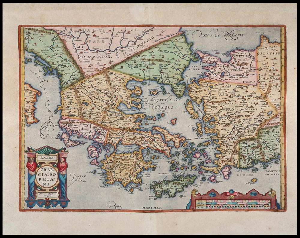 carta geografica graecia sophiani ortelius