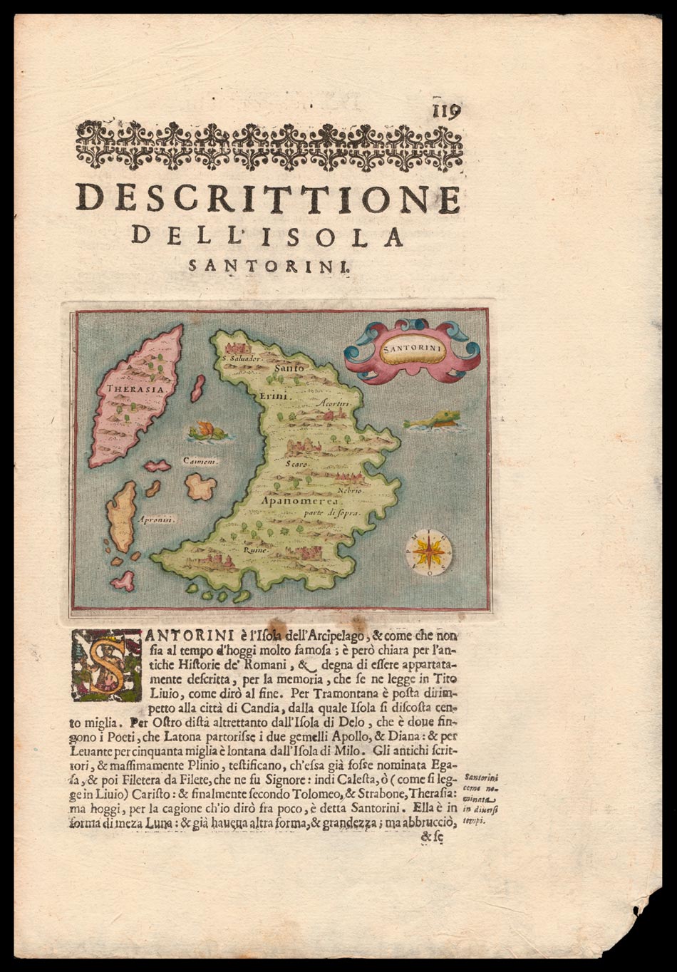 carta geografica santorini porcacchi