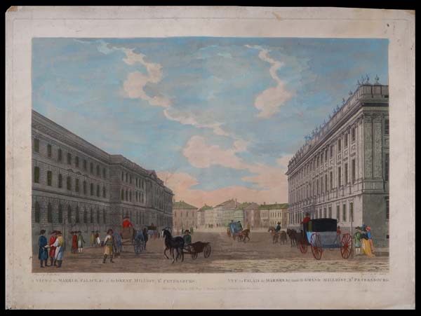 stampa antica palazzo marmo pietroburgo