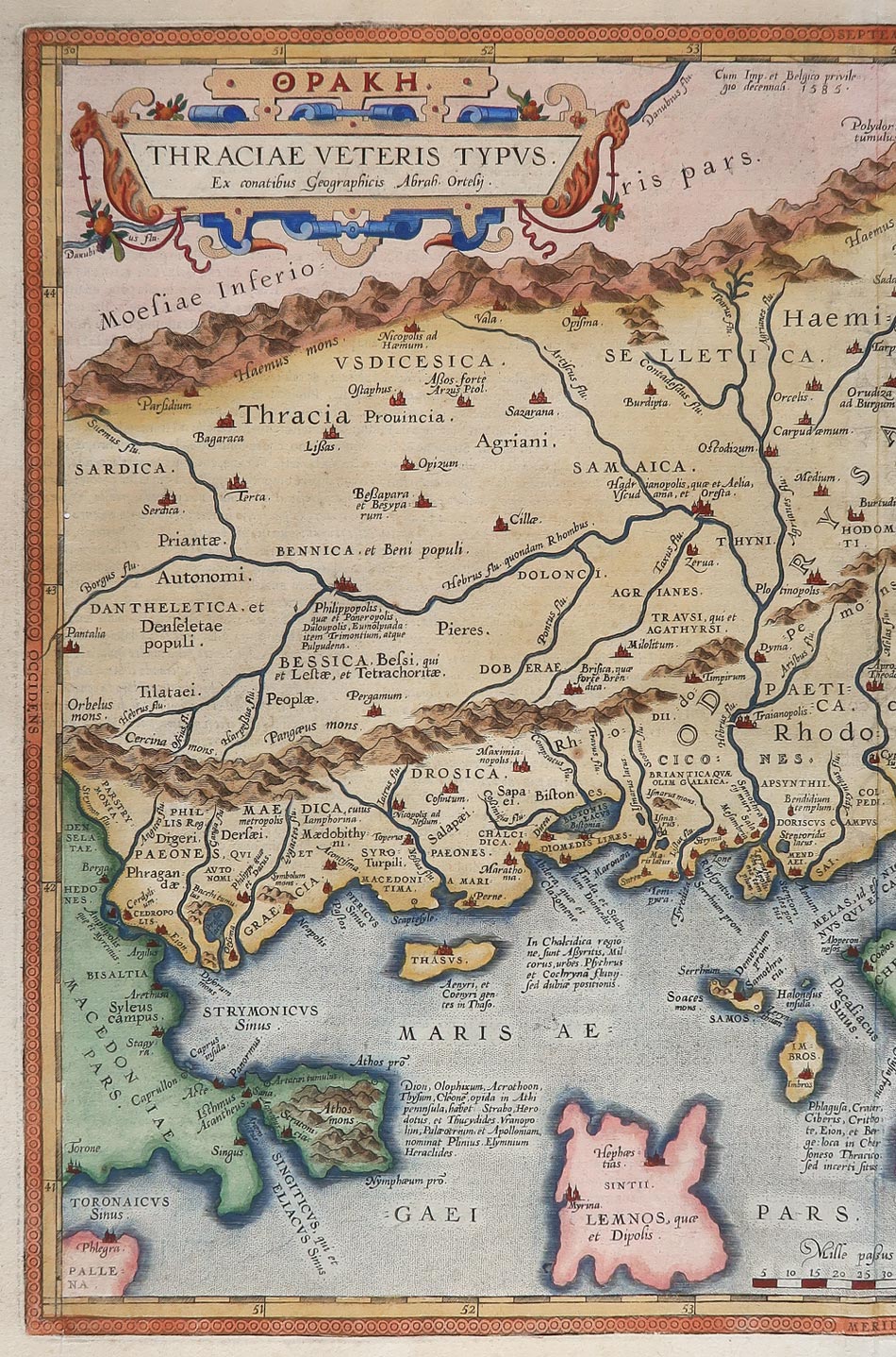 carta geografica thraciae veteris typus ortelius