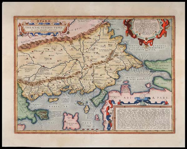 carta geografica thraciae veteris typus ortelius