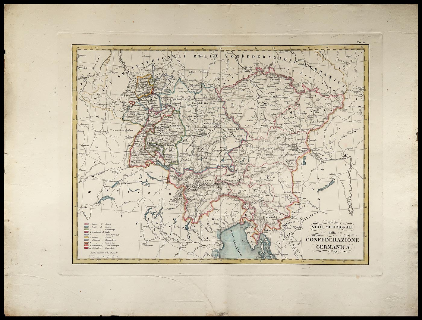 carta geografica stati meridionali confederazione germanica marieni