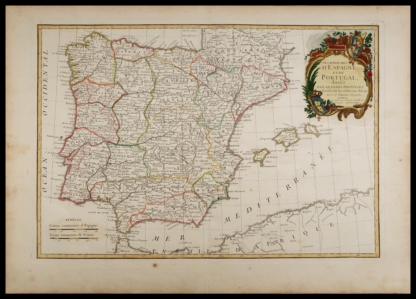 carta geografica espagne portugal janvier