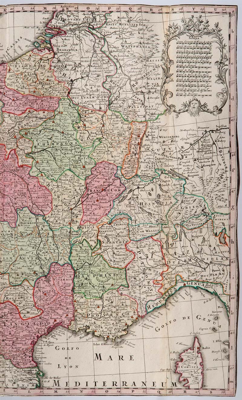 carta geografica gallia seutter