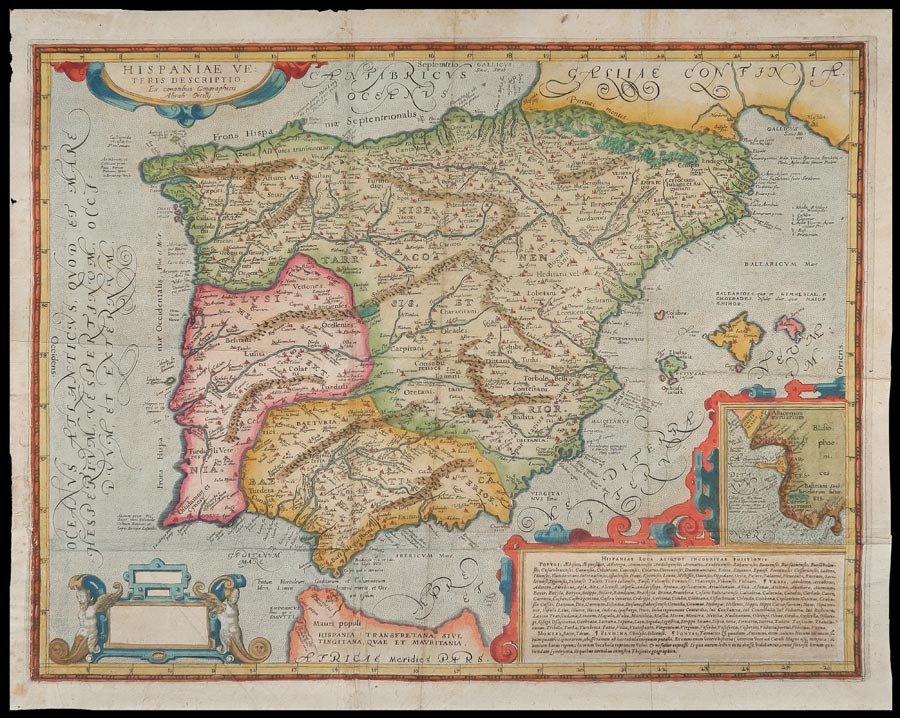 carta geografica hispaniae veteris descriptio schott ortelius