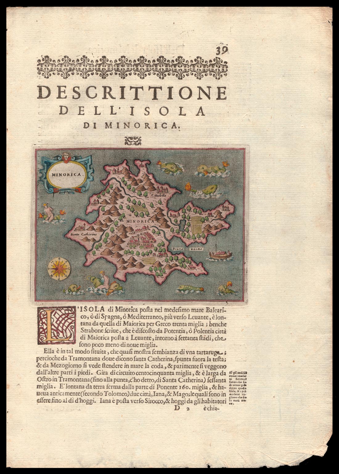 carta geografica antica minorca porcacchi