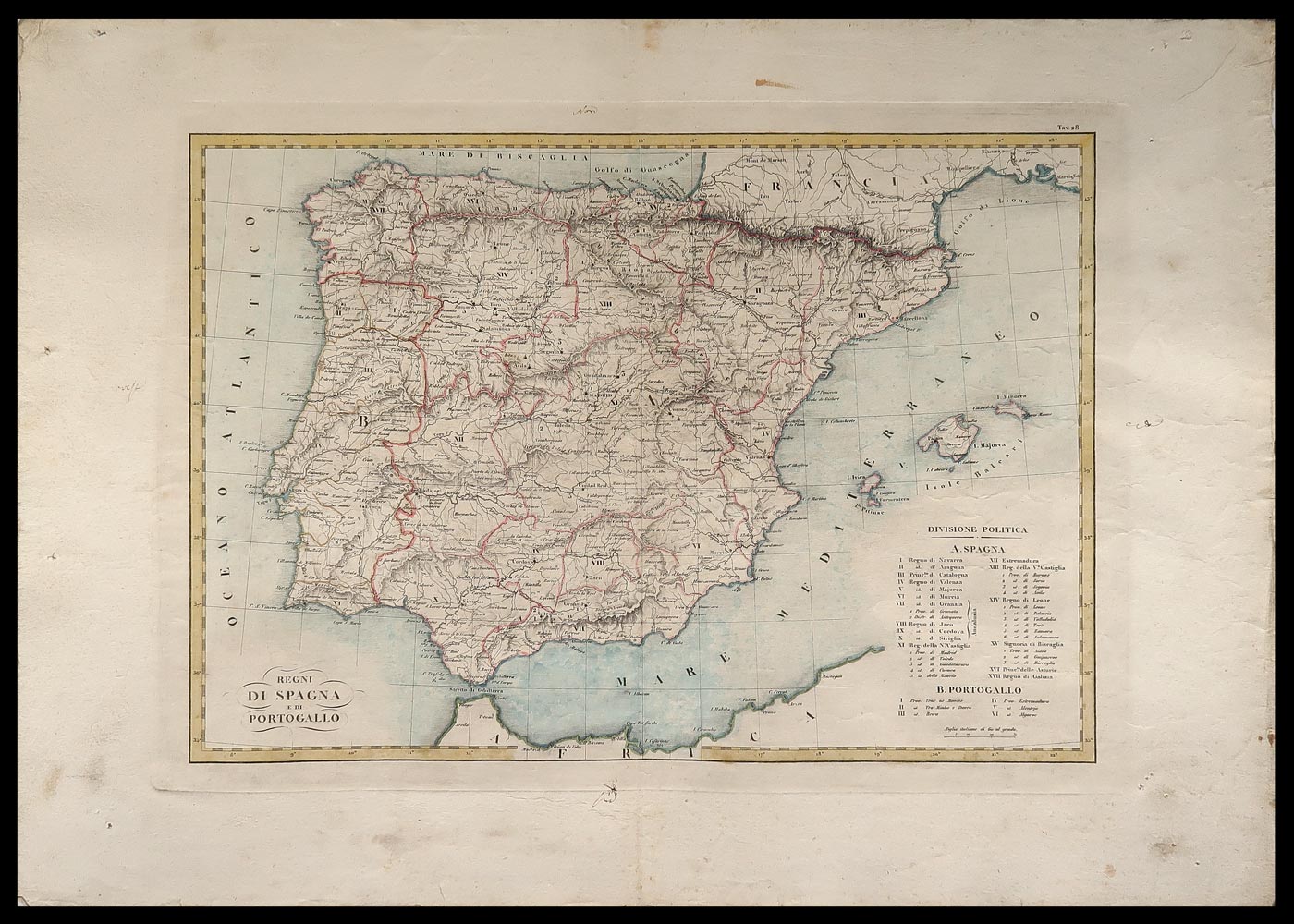 carta geografica regni spagna portogallo marieni