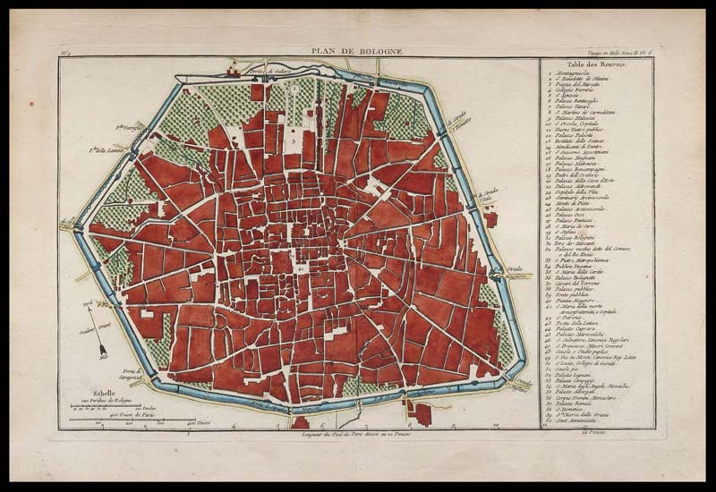 stampa antica pianta bologna de lalande