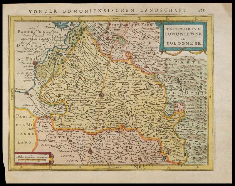 carta geografica territorio bolognese mercatore-hondius