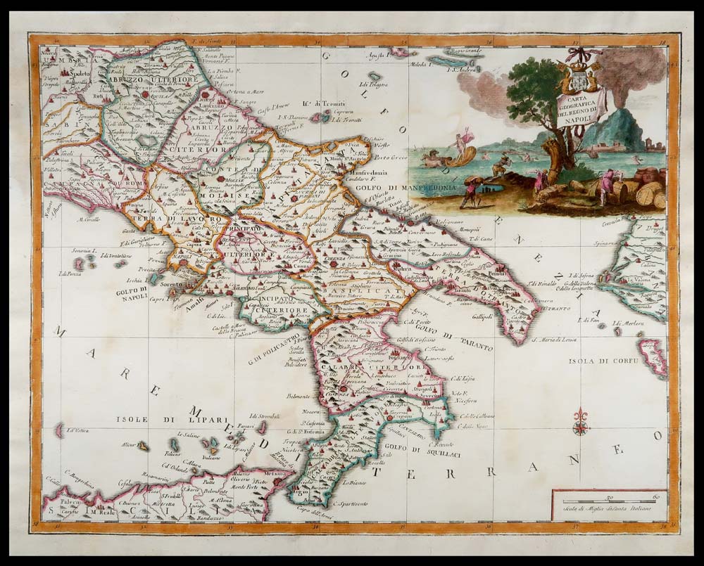 carta geografica antica regno napoli albrizzi