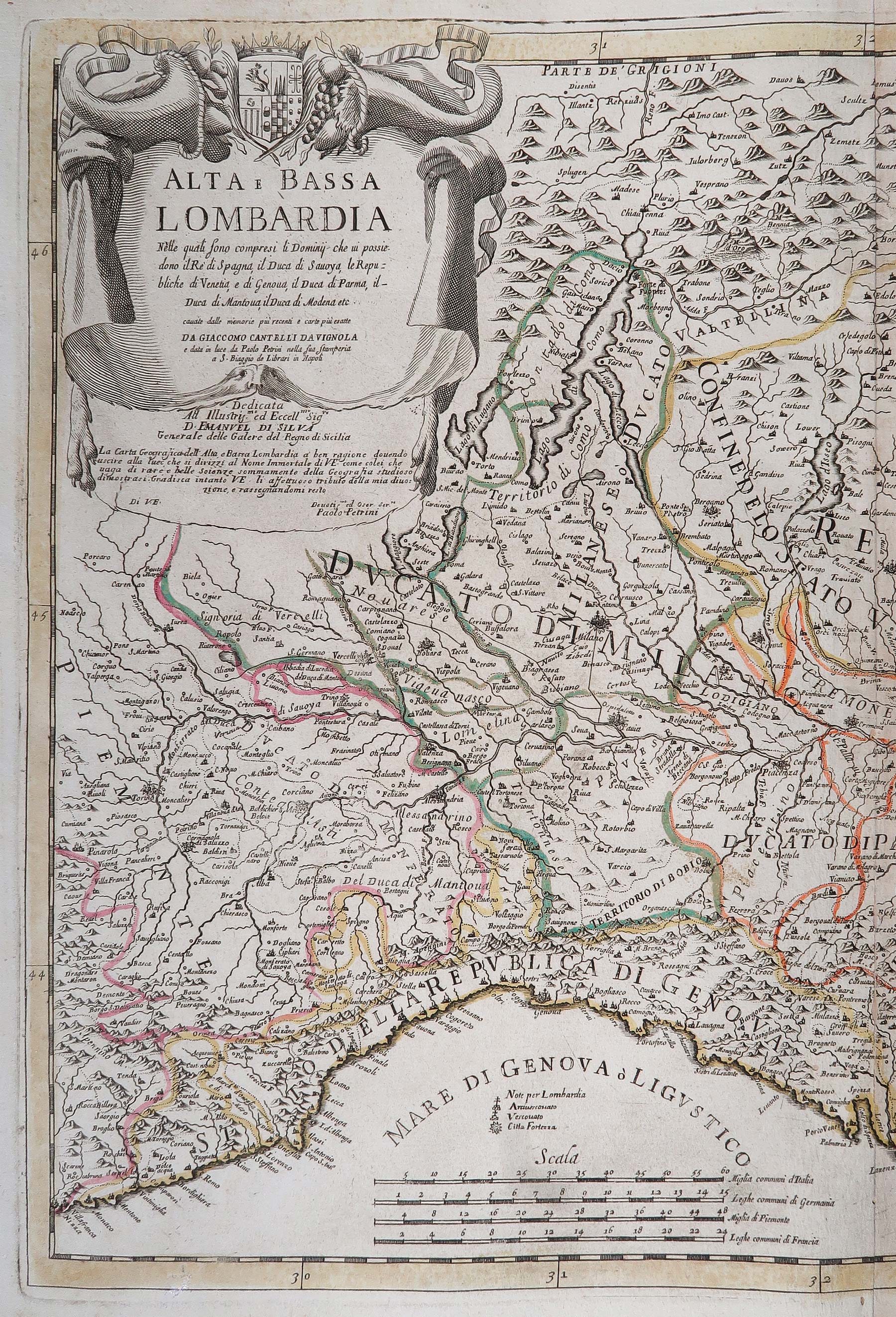 carta geografica alta/bassa lombardia petrini