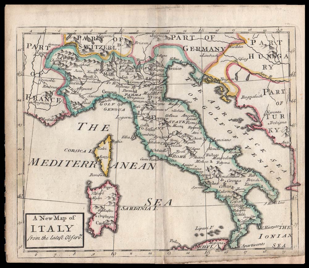 carta geografica italia new map italy senex