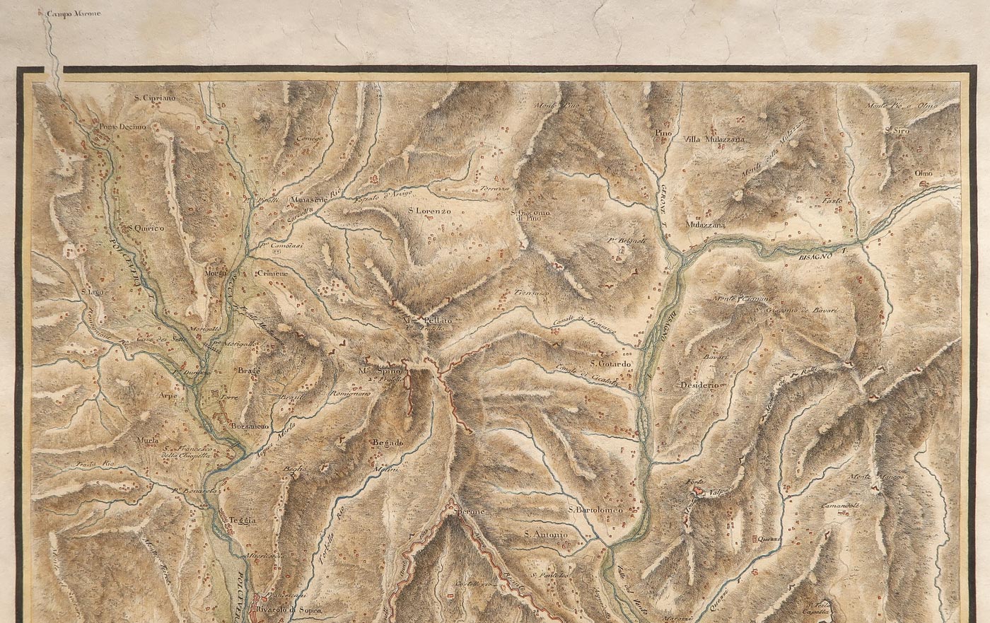stampa antica carta militare genova