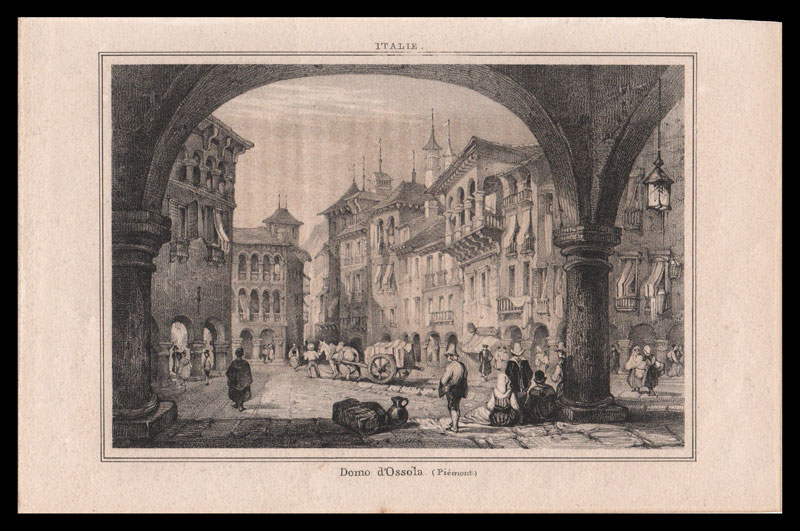 stampa antica piazza mercato domodossola