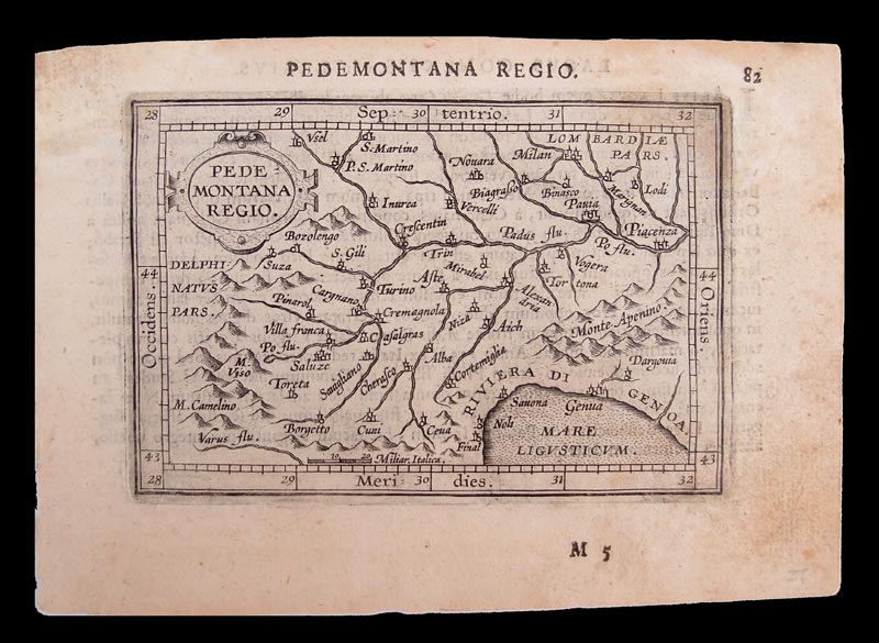 carta geografica antica pedemontana ortelio