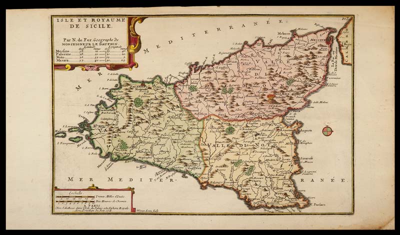 carta geografica regno sicilia de fer