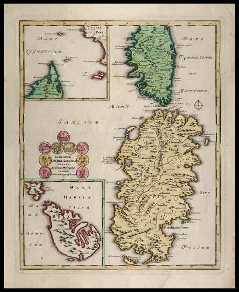 carta geografica insularum corsicae sardiniae melitae