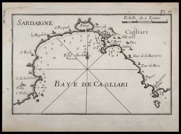stampa antica cagliari golfo roux