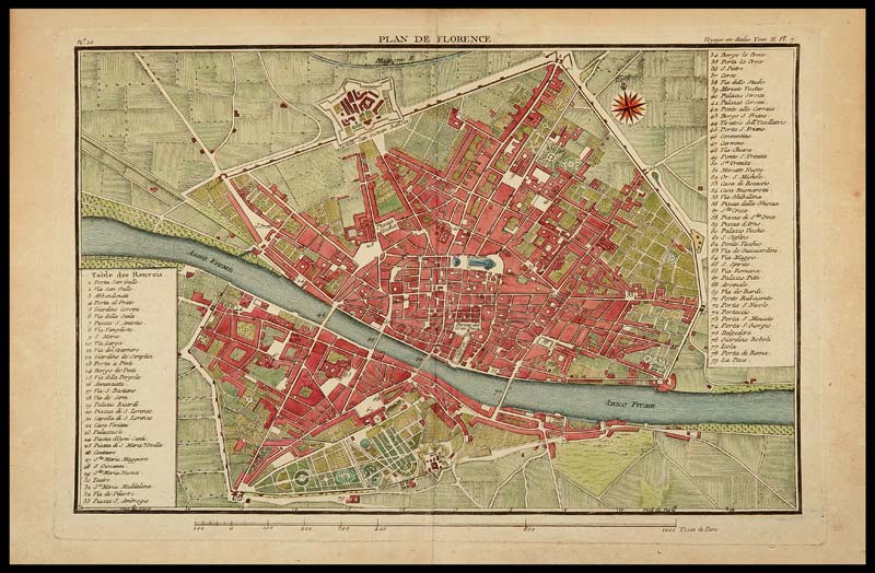 stampa antica pianta firenze lalande