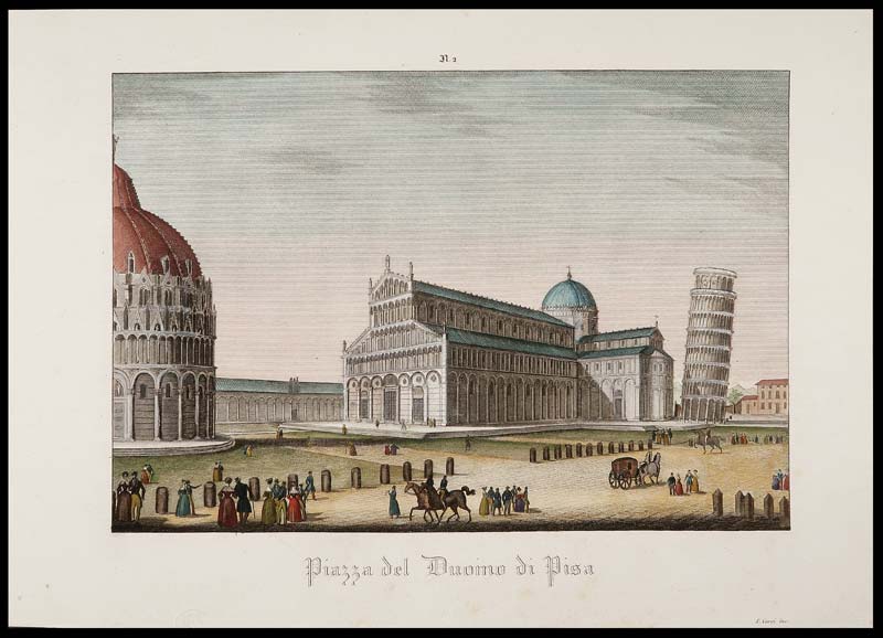 stampa antica piazza duomo pisa