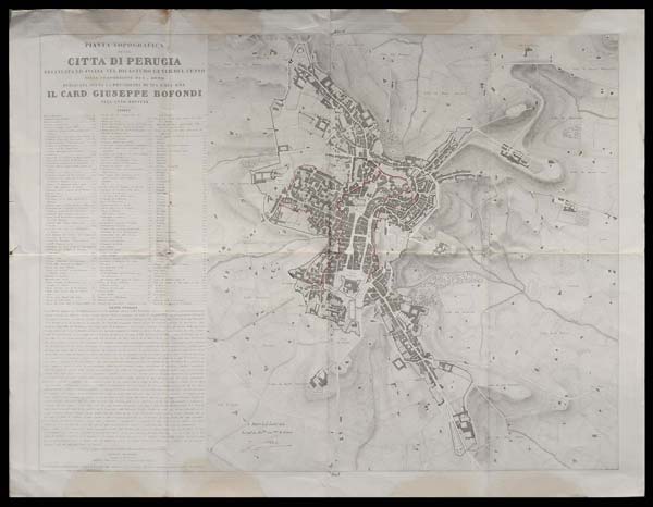 stampa antica pianta topografica città perugia bofondi