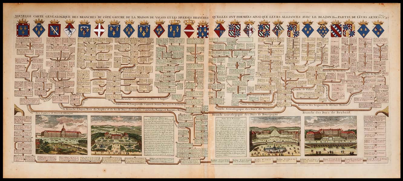 stampa antica albero genealogico valois