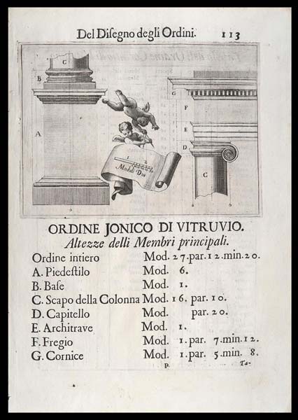 stampa antica architettura ordine ionico