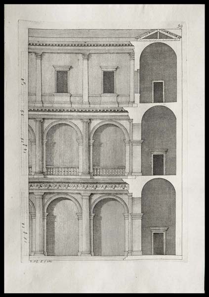 stampa antica facciata convento carità venezia