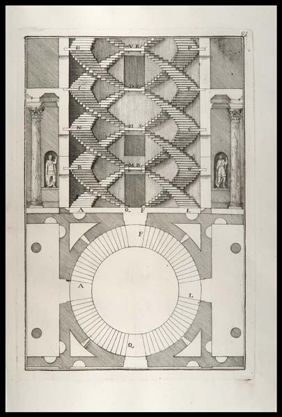 stampa antica scala quadrupla chiocciola palladio